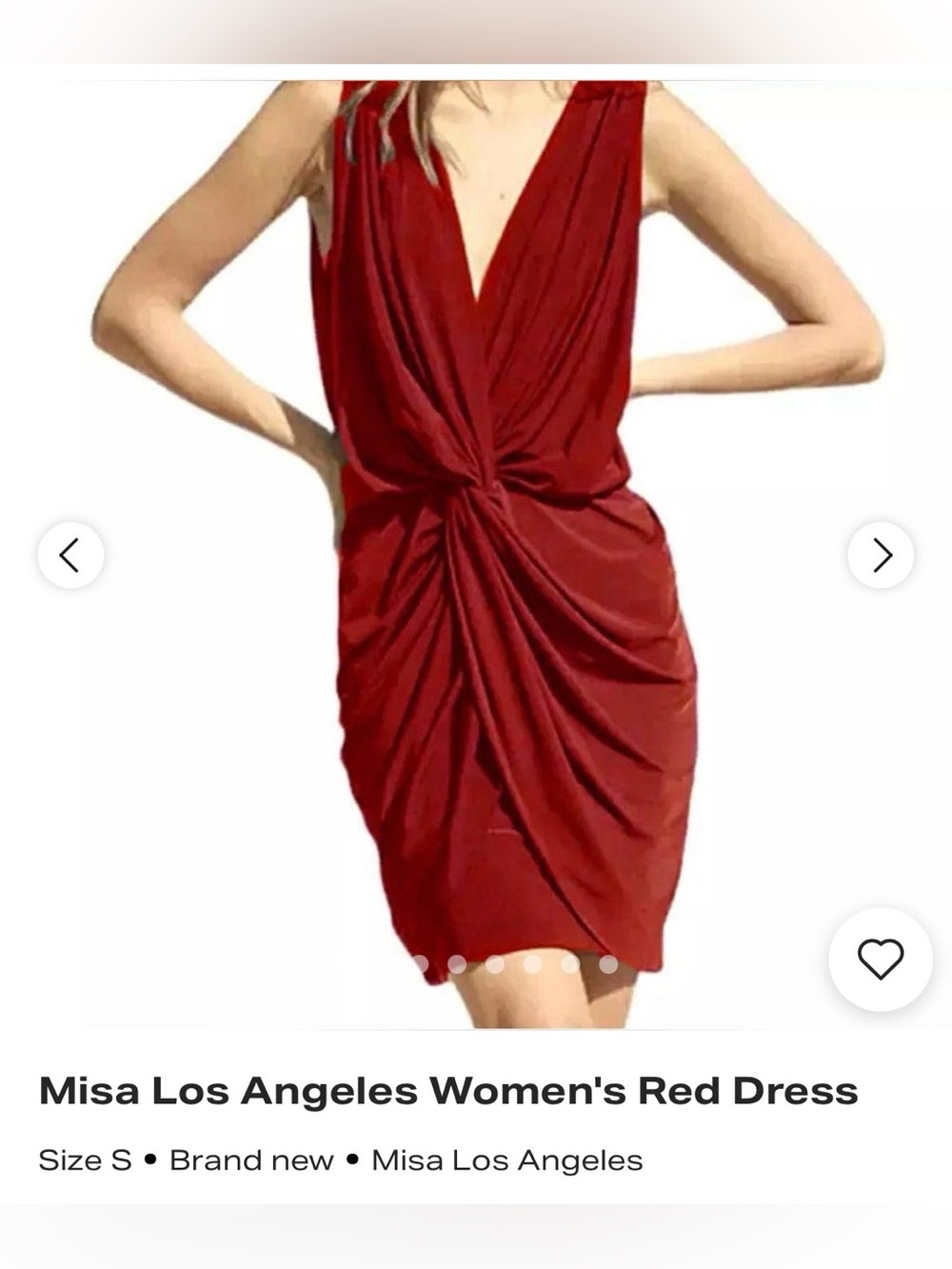 NWT MISA LOS ANGELES Leza Ruched Knot Front Mini Dress Sleeveless Red